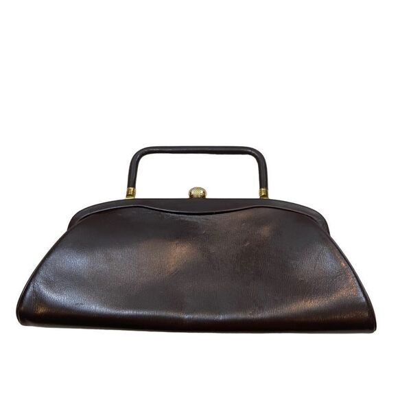 Vintage‎ Triangle New York Brown Leather Handbag Classic Style - Picture 8 of 16